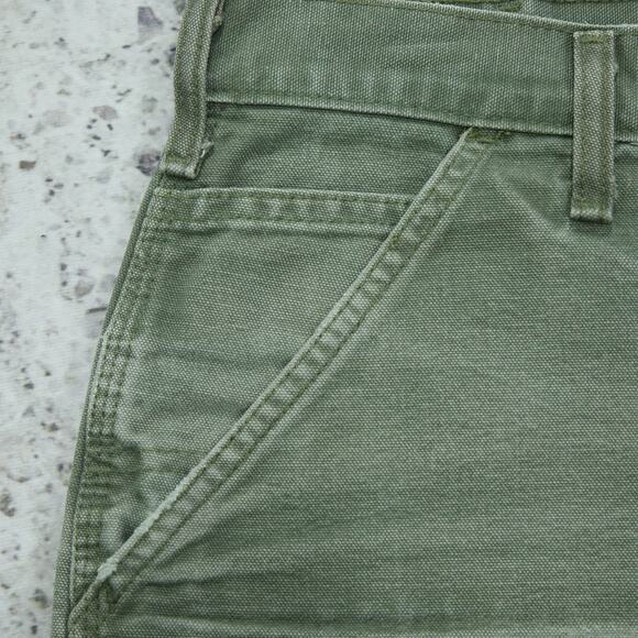 Vintage Y2K CRAZY Faded Green Carhartt Carpenter Shorts B25 MOS 33x8 - Picture 9 of 14